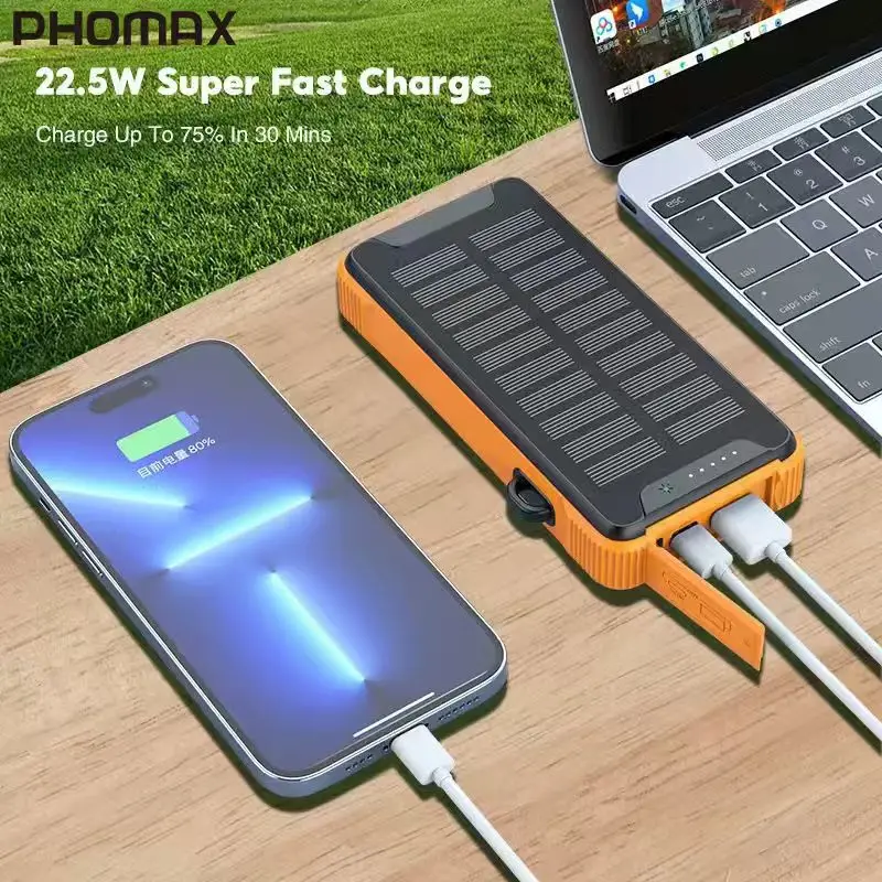

PHOMAX Fast Charging Magnetic Wireless Charger Power Bank Solar Charging Power Bank Mobile Phone Power Bank with Fill Light