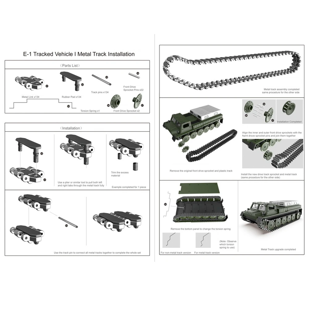 FBIL-1Set Spare Parts Accessories Replacement Parts Technical Wheels Tire Track Caterpillar Pedrail For WPL E-1 1/16