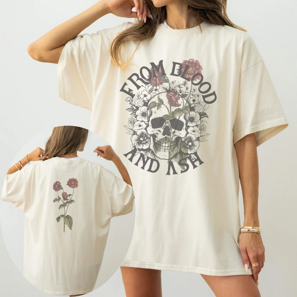 From Blood and Ash Shirt We Will Rise Merch Jennifer Armentrout Poppy and Hawke Short Sleeve T-shirts for Summer Unisex