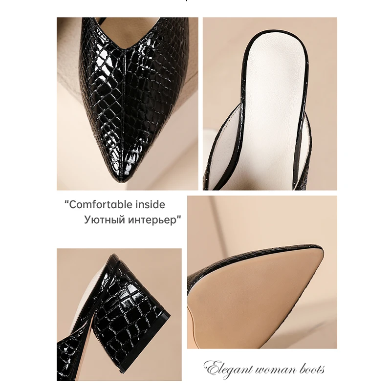 Ods  Spring Autumn Spikes Flat-soled Slippers Female New Style Slippers Female Retro-style Slippers With Rough Heels And Low Hee