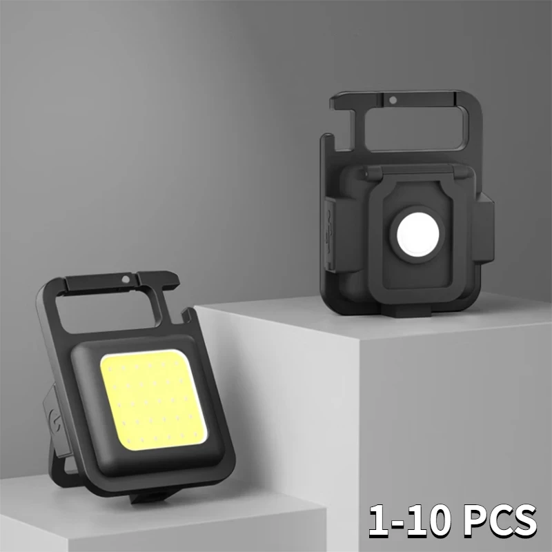 High Power Flashlight Outdoor Camping Portable Keychain Light Rechargeable Battery Lamp 1-10PCS Magnetic COB USB Work Light