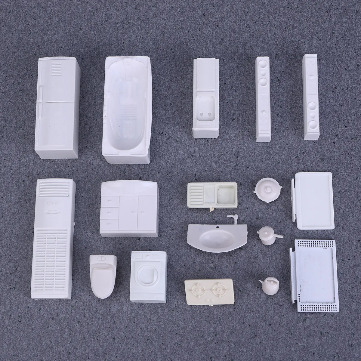 

23Pcs Mini Furniture Kit Premium Plastic 1:25 Scale for Micro Landscape Miniature Building Kitchen Decorative Supplies