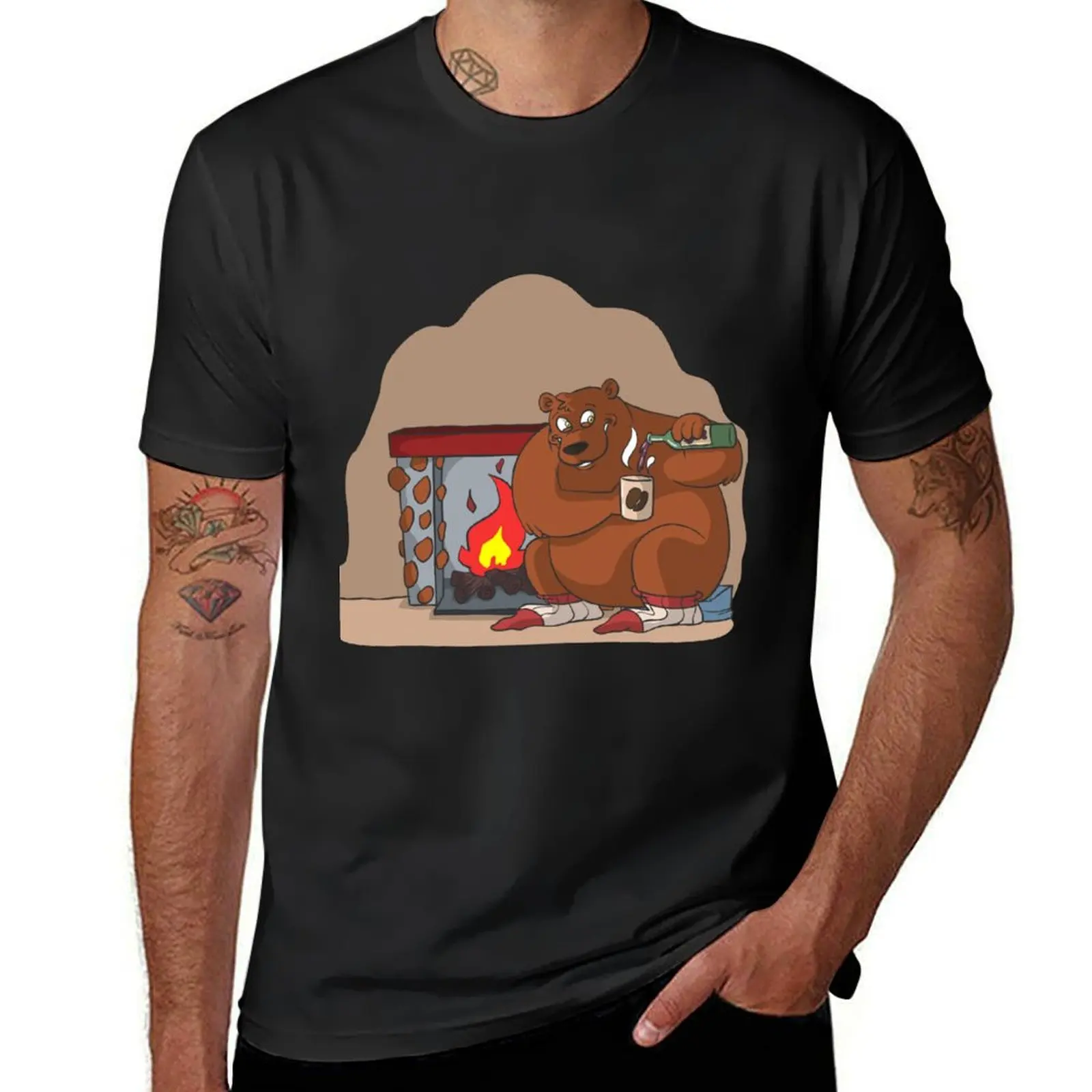 

Bear in cozy cabin with fire T-Shirt boys whites sweat for a boy black t-shirts for men