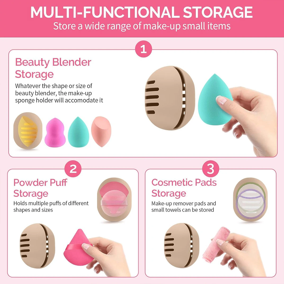 1PC Eco-friendly Silicone Porous Beauty Egg Storage Set, Puff Storage Box, Reusable Travel Portable Organizer.-zmt