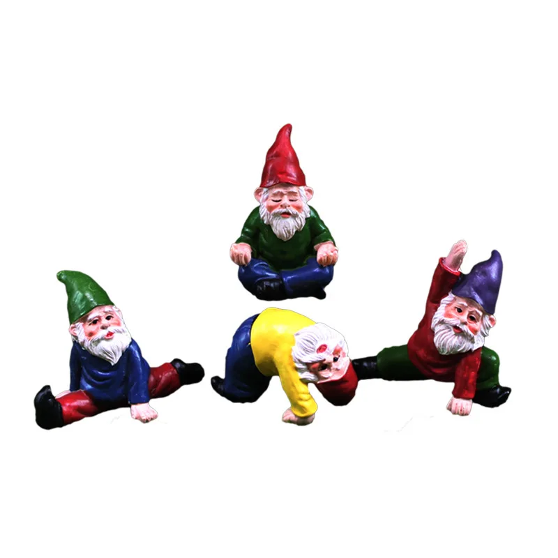 1 PC /4PC yoga gnome statue, gnome resin decoration, garden decoration, indoor, tabletop, courtyard and garden statue decoration