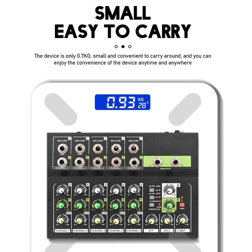 10-Channels Digital Audio  Mixing Console Stereo Mic/Line Mixer with Reverb for Recording DJ Network Live Broadcast Karaoke Home