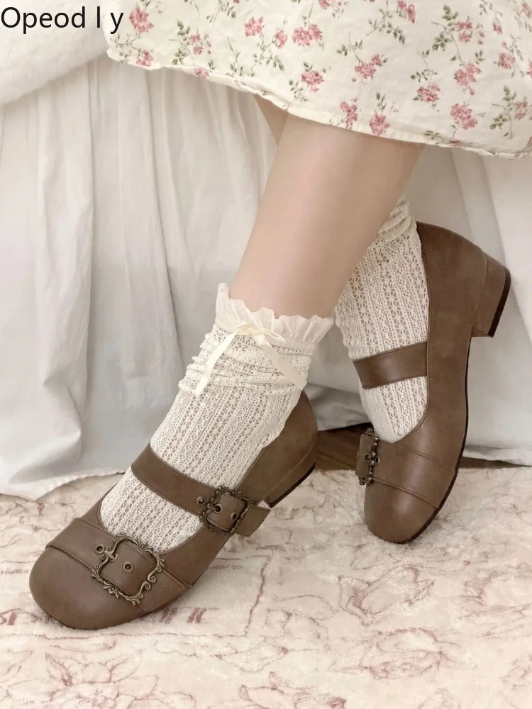 

Retro Elegant Lolita Low-heeled Single Shoes Japanese Original Round Head Thick Heel Daily Commuting Versatile Women's Shoes