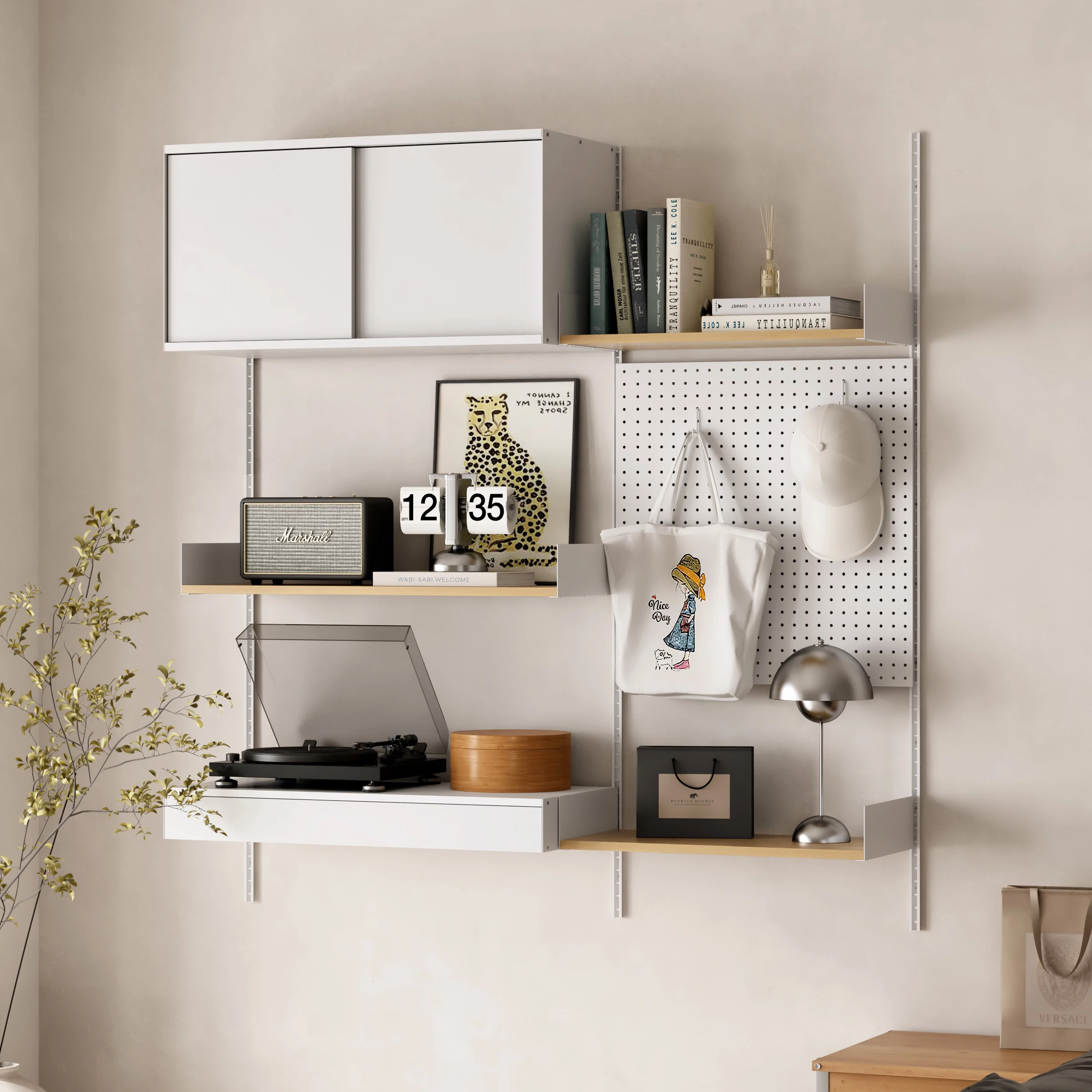

Customizable wall free combination shelf bedroom open wardrobe multi-layer storage clothes and hats display rack