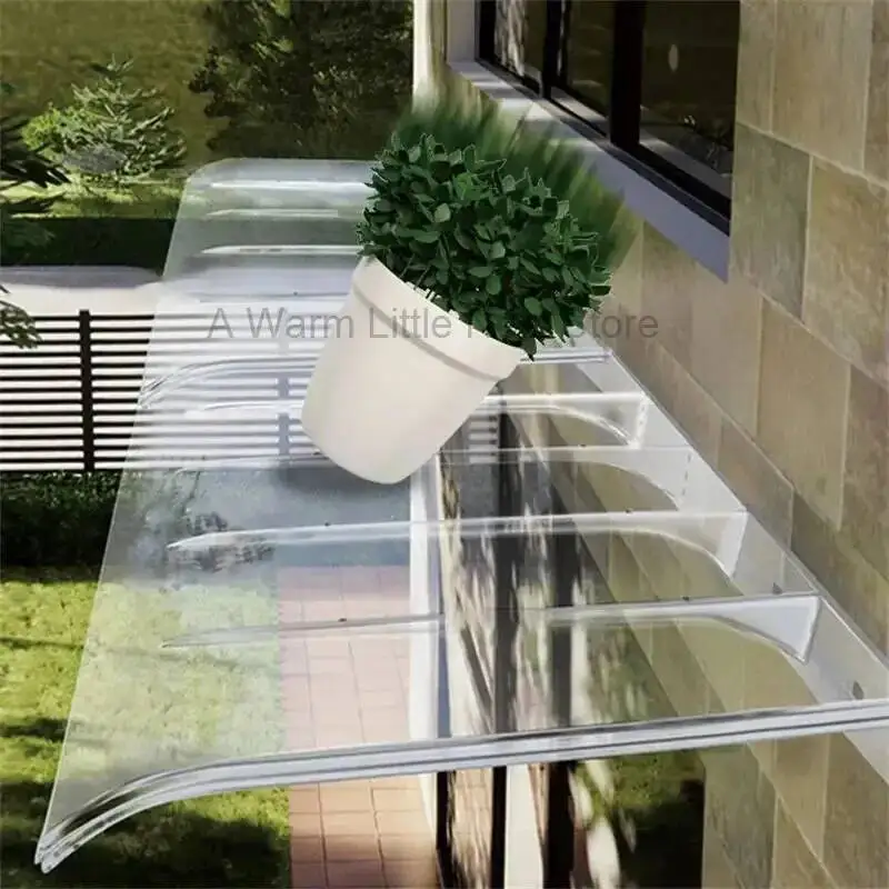 Wall Mounted Window Canopy Front Door Head Canopy Transparent Rain Shield Awning Home Outdoor No Brackets Awning Rain Shelter