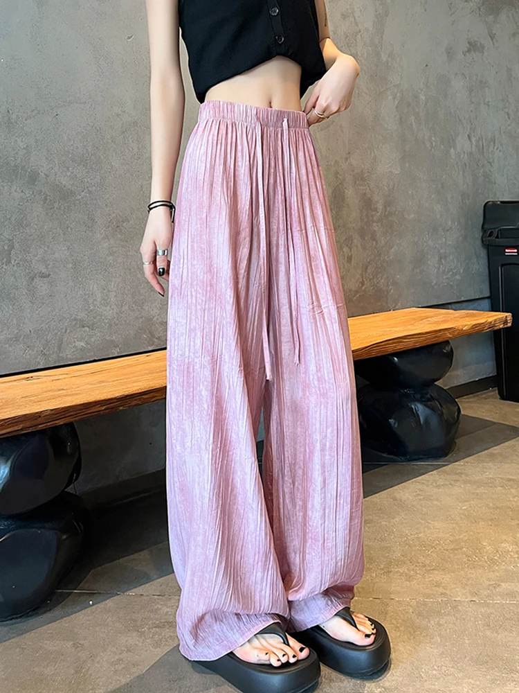 

Summer New Chic Thin Style Loose Casual Women Pants Classic Solid Color Fashion Full Length Simple Street Female Wide Leg Pants