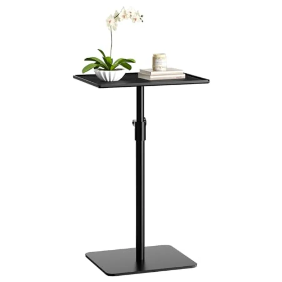 

Metal End Table Height Adjustable Side Tables Living Room Small Side Table for Small Spaces with Matte Black Tray Square Drink