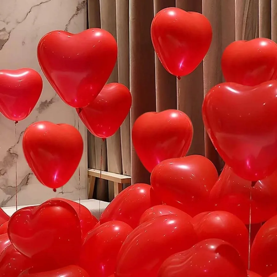 50 10inch Red Color Heart shaped Latex Balloons for Valentines DayPropose Marriage Wedding Party