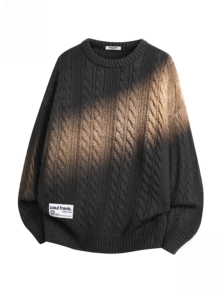 

PaulFrank Retro Knitted Sweater for Men Loose Lazy Sle round Ne Long Sve Casual Top Soft Polyester Blend Autumn Wear