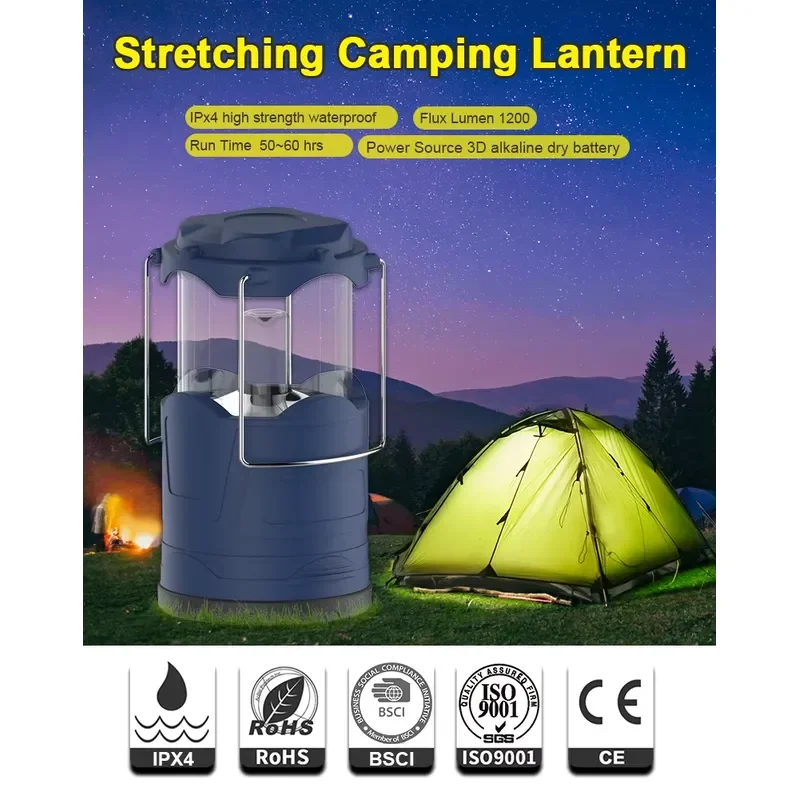 Portable LED Camping Light Outdoor Waterproof Tent Lamp Rechargeable Hanging Lantern for Hiking Fishing Emergency Night