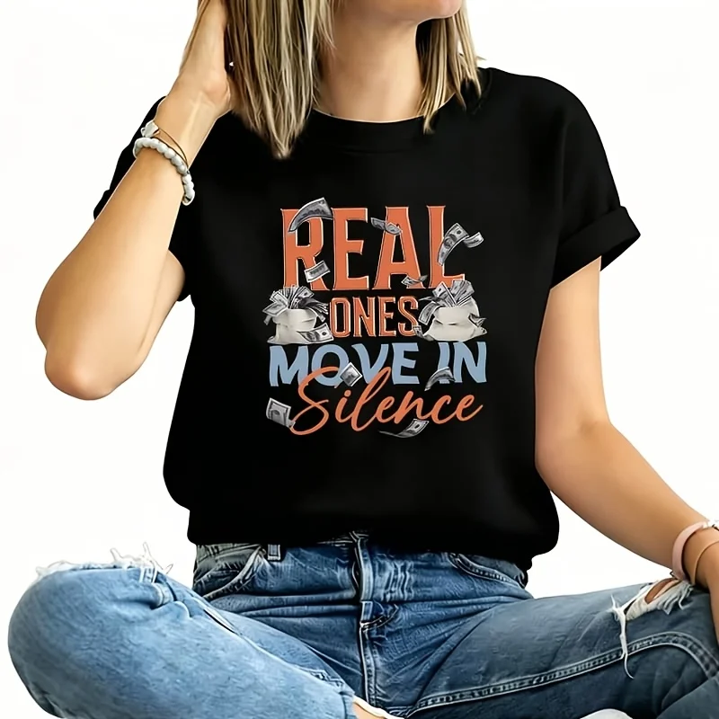 Real Onese in Silence Women's Plus Size T-Shirt 100% Cotton 220g