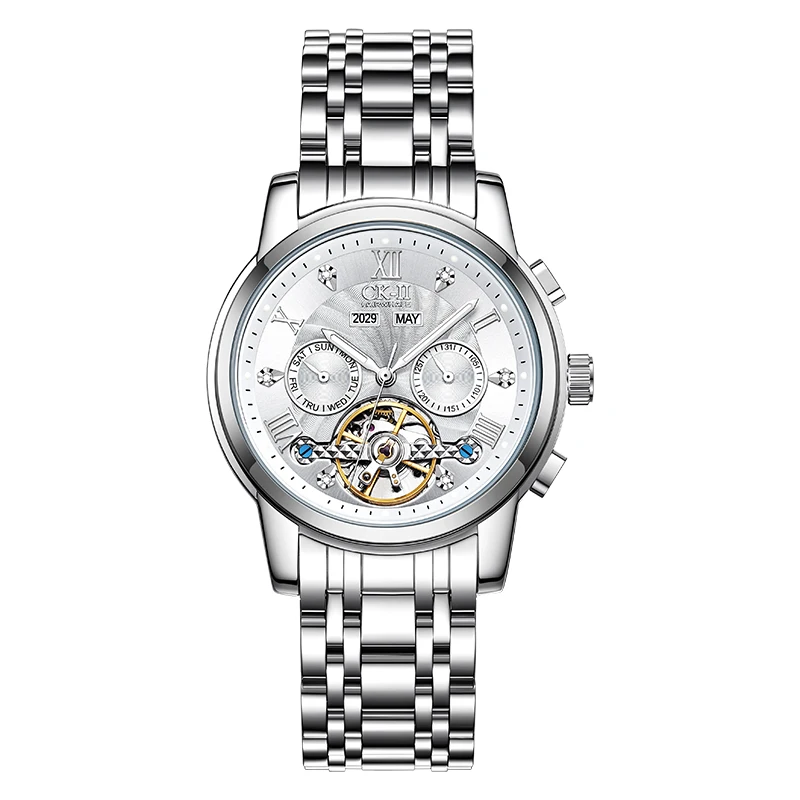 

Мужские автоматические часы Mark Fairwhale с ремешком из нержавеющей стали, прозрачным циферблатом и устойчивым к царапинам корпусом