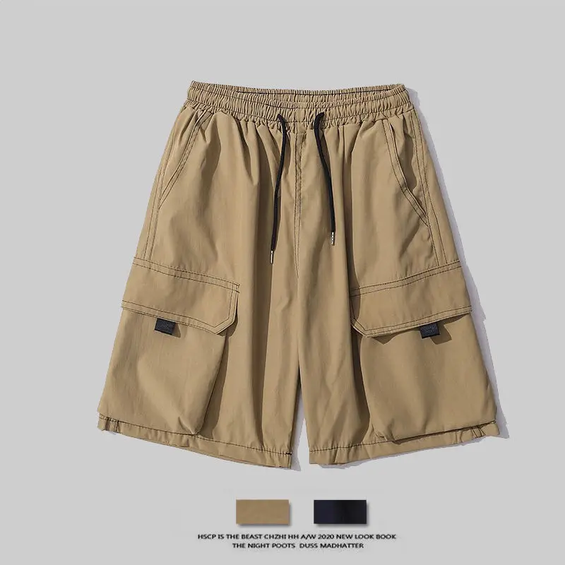 Jeugd Vintage Meerdere Zakken Losse Heren Cargo Shorts Nieuwe Klassieke Taille Trekkoord Straat Toevallige Mannelijke Mode All-Match korte