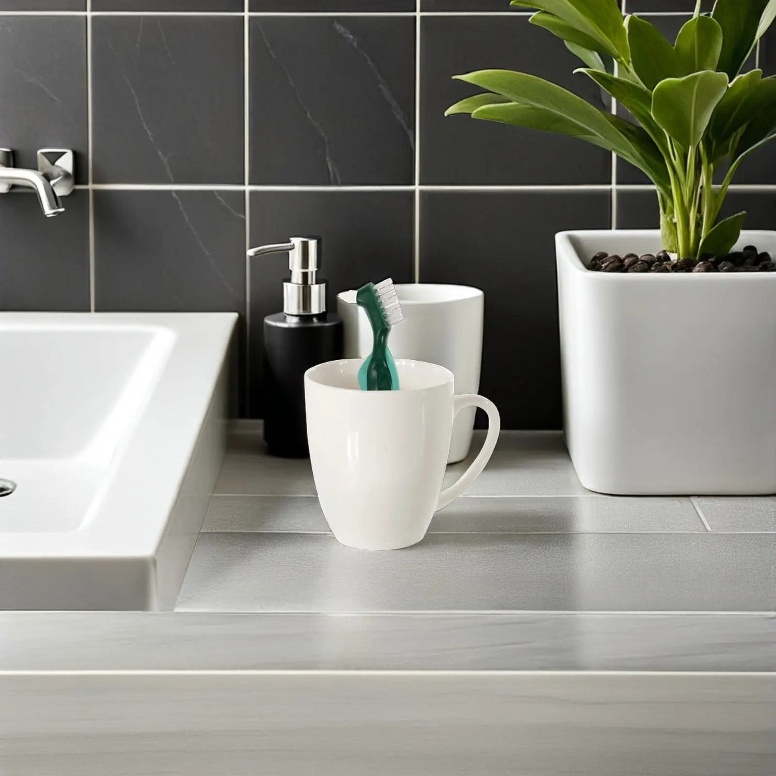 

2Pcs Soft Yet Firm Denture Toothbrush Double Headed for Inner Outer Cleaning Ergonomic Grip Suitable for Limited Mobility