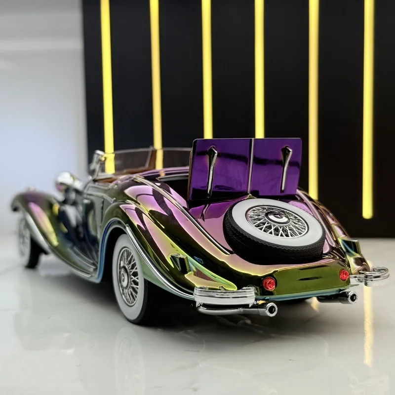 Galvanotecnica Diecast 1/24 500K Modello di Auto d'epoca In Lega Ornamento Giocattoli Veicolo Bambini Ragazzo Regalo Di Compleanno Voiture In Miniatura