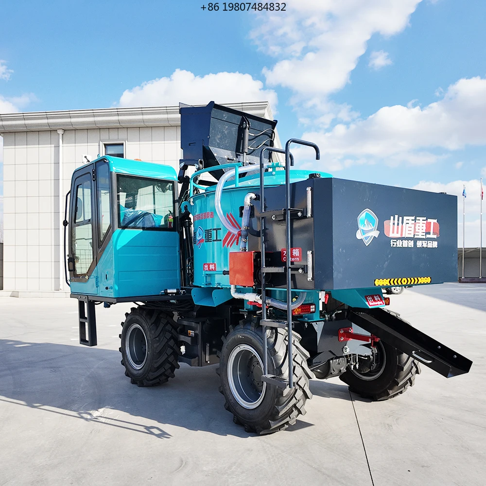 Flat Mouth Self-Loading Concrete Mixer 3-in-1 Load/Mix/Transport Small Cement Mixer for Construction