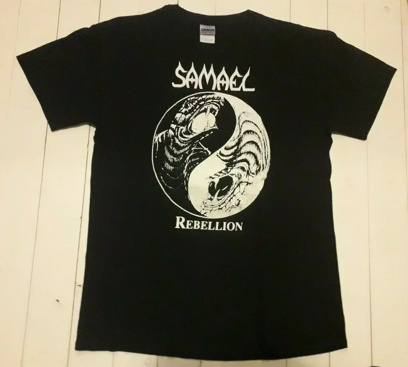 SAMAEL Rebellion Vintage T Shirt M Black Metal Industrial Tiamat Satyricon LP CD