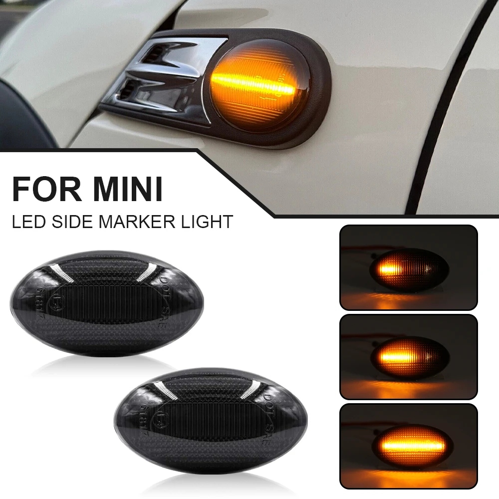 

2PCS For MINI Cooper R50 R52 R53 2002-2008 Dynamic LED Side Marker Turn Signal Light Sequential Blinker Lamp