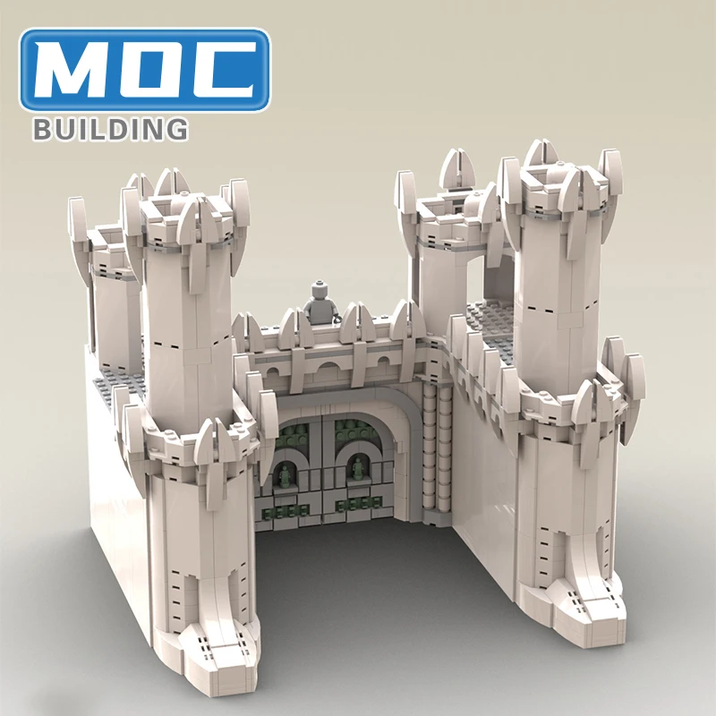 The Walls of Minas-Tirith MOC Building Blocks White City Castle Architecture Scene Model Set DIY Bricks Assembly Toy Xmas Gifts