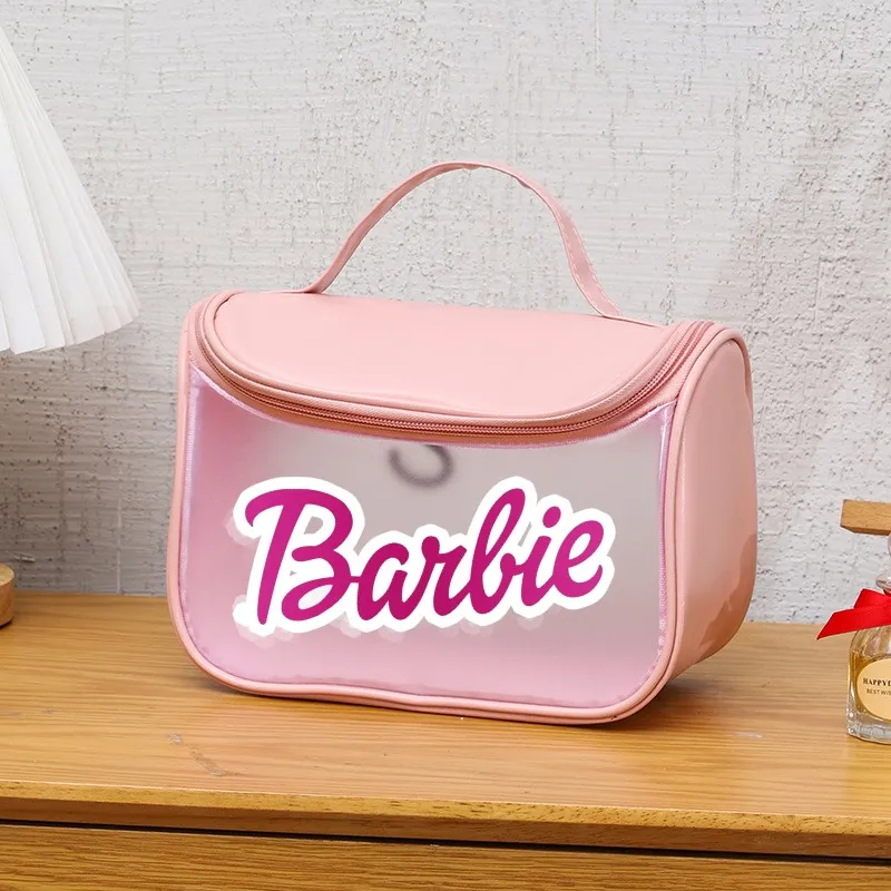 Barbie Anime Bag Fashion Women Large-Capacity Cosmetic Handbag Female Portable Girls Transparent Waterproof Travel Storage Case