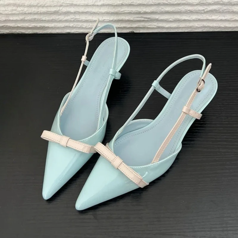 

Bow Elegant Women's Sandals Summer 2026 Fashion Kitten Heels Dress Shoes Ladies Pointed Toe Slingbacks Women Heels and Pumps