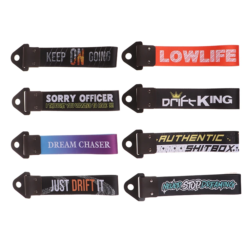 1PC Tow Strap Car Trailer Strap Tow Bar Nylon Car Tow Rope Hook Front Bumper Decorative Tow Hook Tuning Shitbox