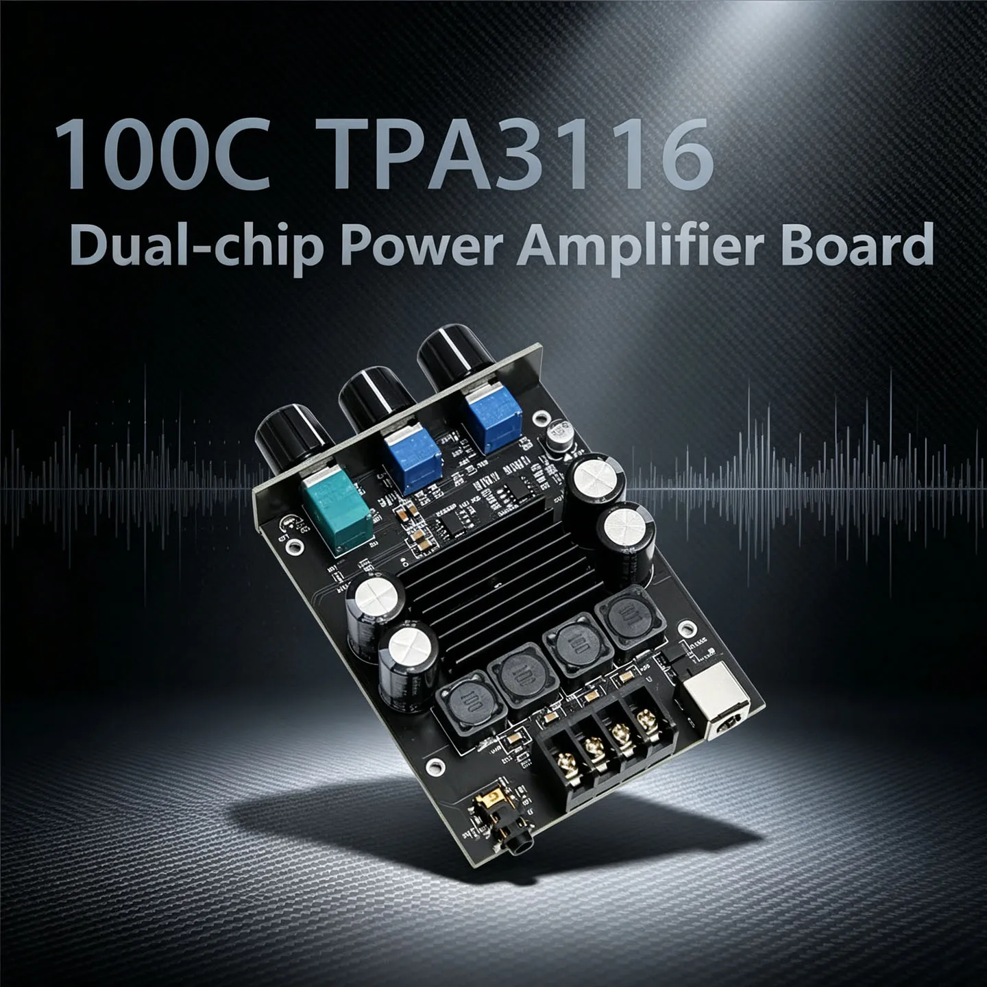 YJCO TPA3116 Dual Chip 2.0 Digital HiFi Amplifier Board 2*100W Class D Stereo Amp DC18-24V 20Hz-20KHz 50mA Quiescent Current