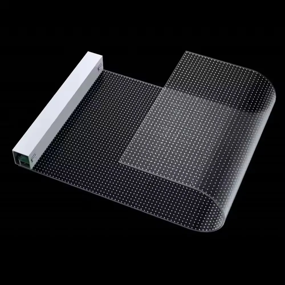 Indoor Adhesive   Transparent Flexible LED Film Crystal Screen Display for Glass