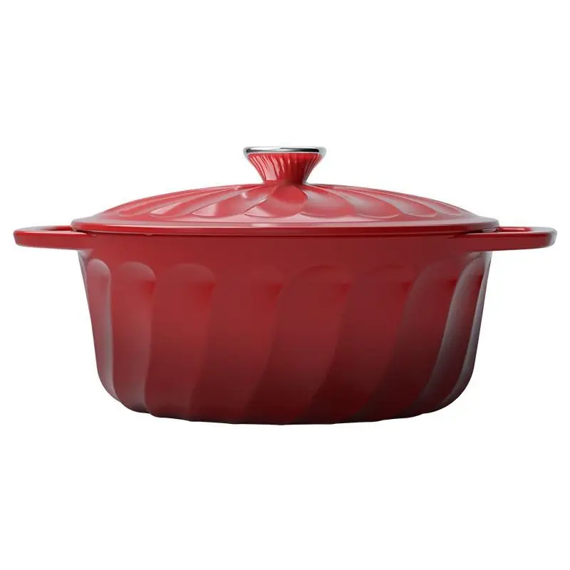 

Enamel pot, cast iron pot, household cooking pot, dazzling pot red.