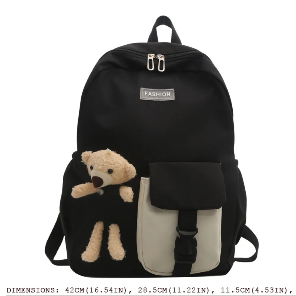 Cute Oxford Bear Doll Backpack Little Bear Large Capacity Student School Bag Versatile Waterproof Shoulder Bags Pupil