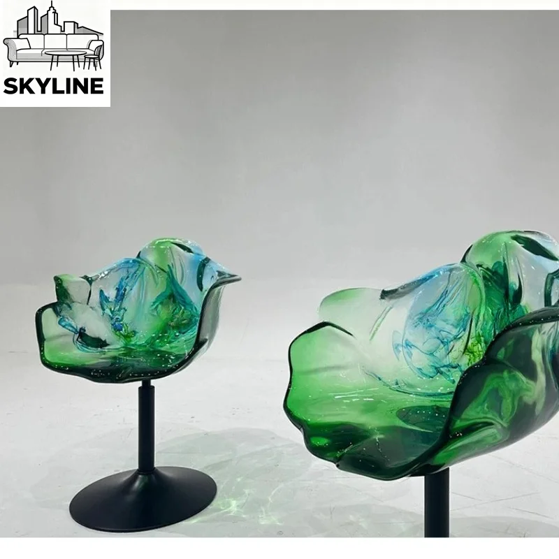 Petal Bar Chair Crystal Dining Chair Transparent Art Light Luxury High-end Household Commercial Lifting