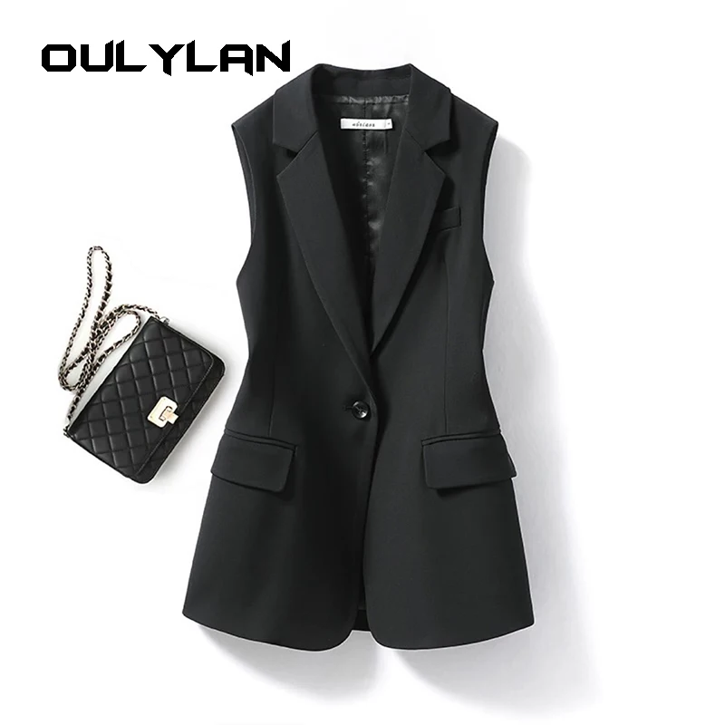 Women Jacket Solid Color Extra Soft All-Match Sleeveless Blazer Vest Open Front Casual Cardigan Lady Top Coat Women\'s Clothing