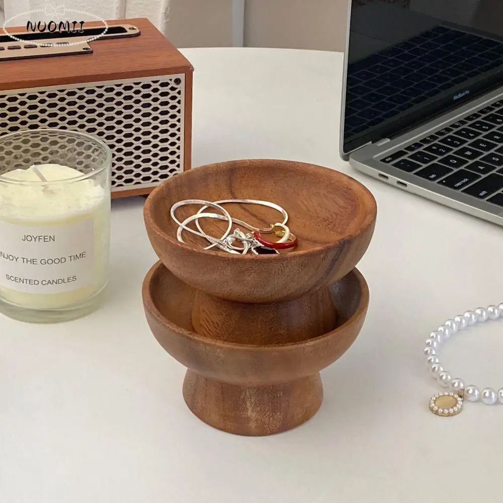 

Деревянный поднос для демонстрации ювелирных изделий в стиле ретро, высокий поднос, поднос для хранения ювелирных изделий неправильной формы, поднос для хранения ювелирных изделий Dim Sum, чехол с заклепками для ушей, деревянный поднос для фруктов