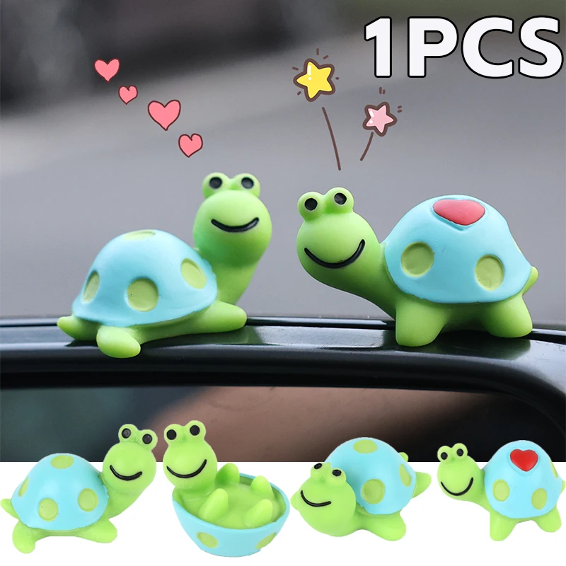 1/4Pcs Universal Car Cute Turtle Ornament Gifts  Resin Crafts Car Interior Ornaments Animal Model Decoration Car Accessories