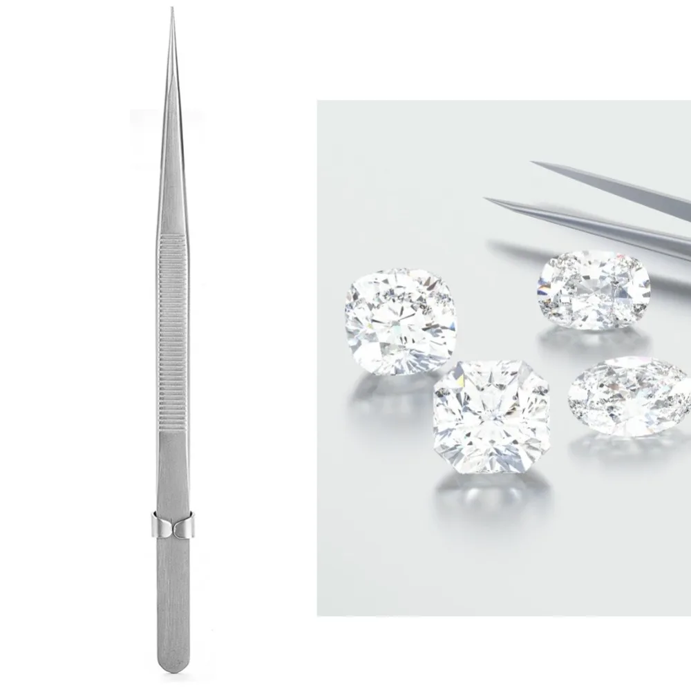 With Lock Stainless Steel Tweezers Straight Design Non-slip Grip Jewelry Tweezers Bead Picker Tools DIY Jewelry Making
