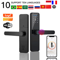 PHIPULO Tuya Wifi Digital Electronic Smart Door Lock With Biometric Fingerprint Smart Card Password Key Unlock