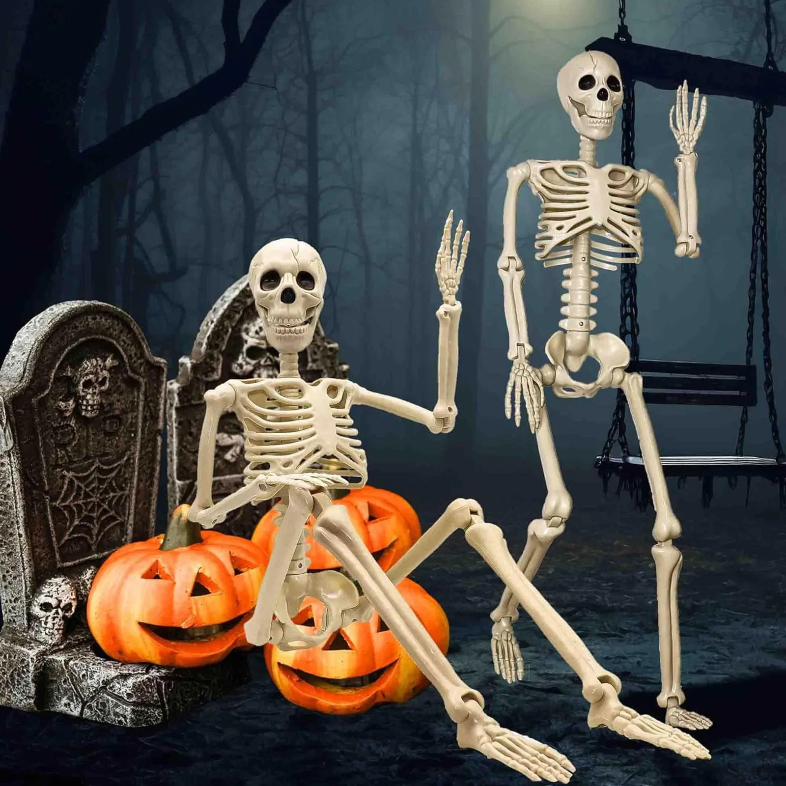 90cm Halloween Skeleton Decor Poseable Joints For Creepy Positions Perfect For Yard/Haunted House Displays Pvc Outdoor Decor
