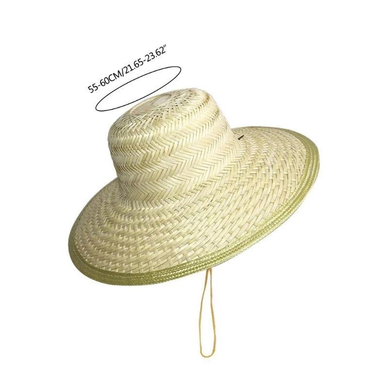 Bamboo Woven Straw Hat for Adults Breathable Sun Protective Outdoor Fishing