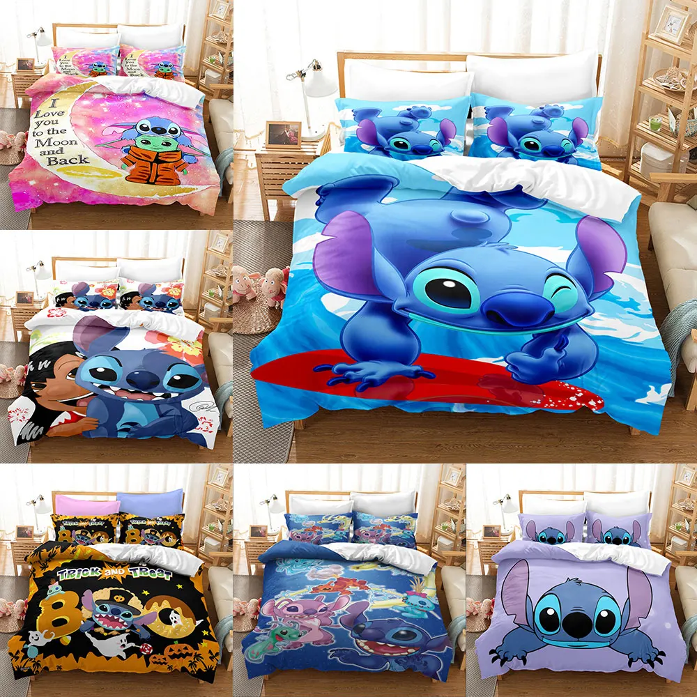 

Stitch Bedding Sets Comforter Quilt Bed Cover Duvet Cover Pillow Case 2-3 Pieces Sets Kids Adult Size Bedroom Home Decoration