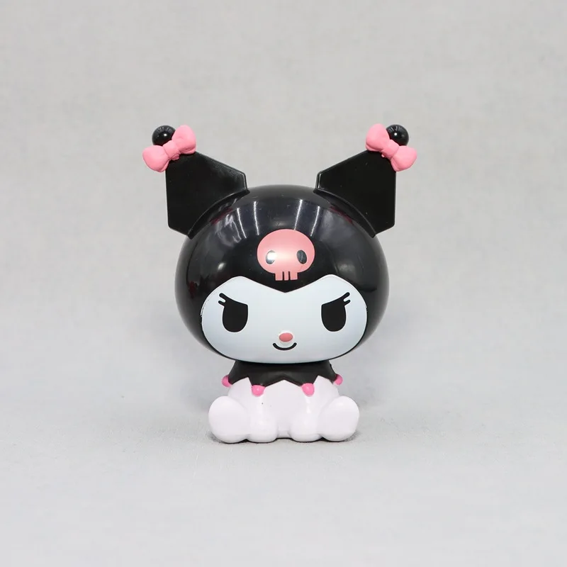 Экшн-фигурки HelloKitty Kuromi Melody с большой головой, мультяшный интерьер автомобиля, настольный торт, миниатюрные украшения, аксессуары