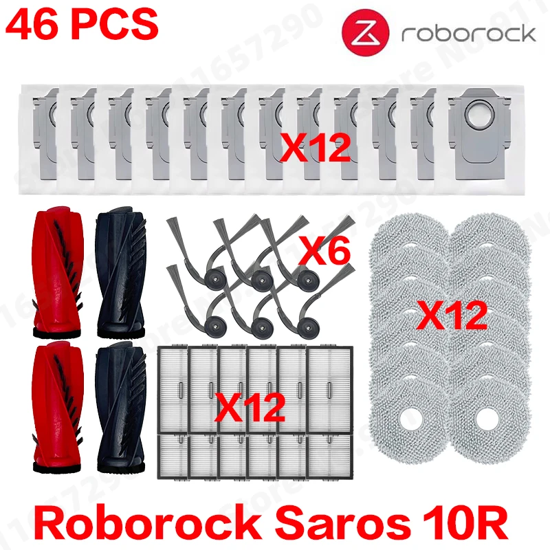 Roborock Saros 10R reserveonderdelen Hoofdzijborstel Hepa-filter Mopdoek Stofzak Accessoires obot Stofzuigers Kit