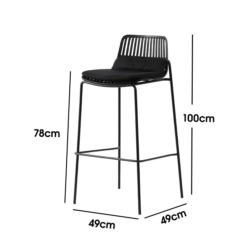Nordic Designer Outdoor Bar Chair Simple Island Chair Plastic Wrought Iron Backrest High Bar Stool Cafe Bar Chair