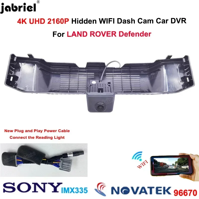Plug and play 4k wifi traço cam carro dvr câmera gravador de vídeo dashcam para land rover defender 110 defender 90 2019 2020 2021 2022