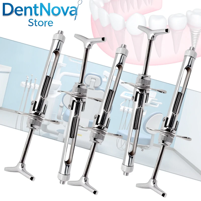 5pcs 2.2ml Dental Syringe Press Type - Reusable Stainless Steel Syringe for Dental Use