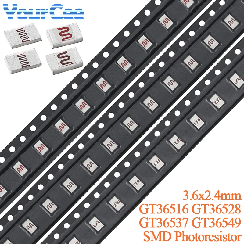 50Pcs/5pcs GT36516 GT36528 GT36537 GT36549 SMD Photoresistor 2.4x3.6MM GT365 LDR Light-Dependent Resistor Photoconductive Cell