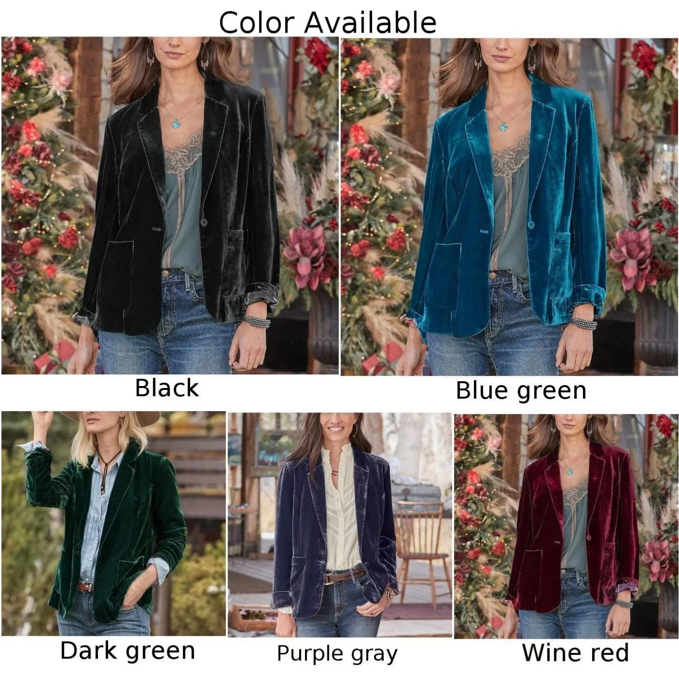 Frauen Casual Samt Blazer Einfarbig Vorne Offen Langarm Revers Anzug Jacke Freizeit Business Goldene Samt Strickjacke Mantel